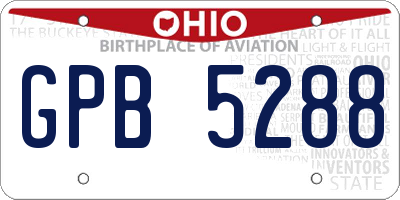 OH license plate GPB5288