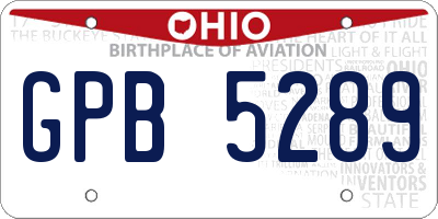 OH license plate GPB5289
