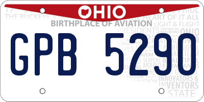 OH license plate GPB5290
