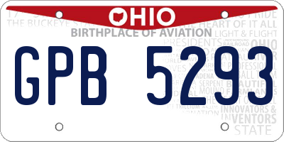 OH license plate GPB5293