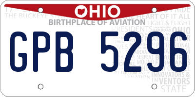 OH license plate GPB5296