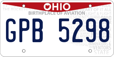 OH license plate GPB5298