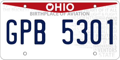 OH license plate GPB5301