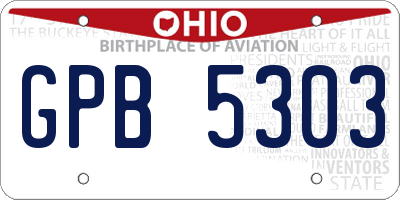 OH license plate GPB5303