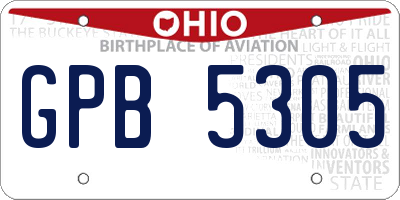 OH license plate GPB5305