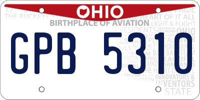 OH license plate GPB5310