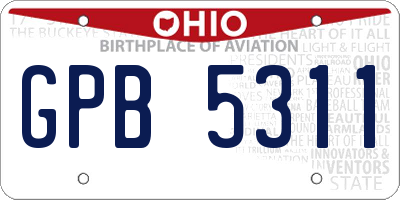 OH license plate GPB5311