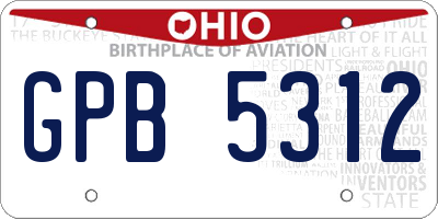 OH license plate GPB5312