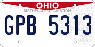 OH license plate GPB5313
