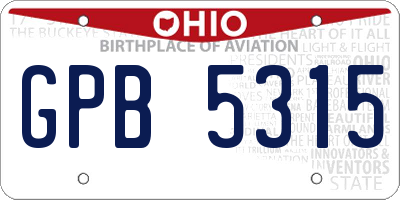 OH license plate GPB5315