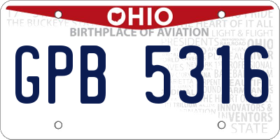OH license plate GPB5316