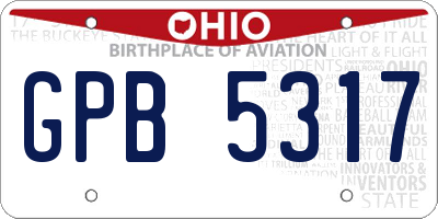 OH license plate GPB5317