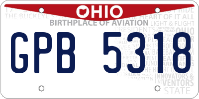 OH license plate GPB5318