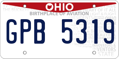 OH license plate GPB5319