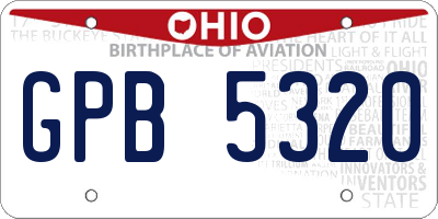 OH license plate GPB5320