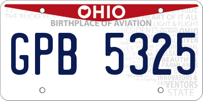 OH license plate GPB5325