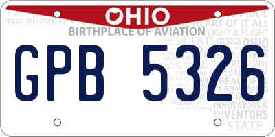 OH license plate GPB5326