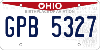 OH license plate GPB5327