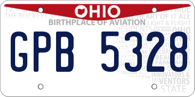 OH license plate GPB5328