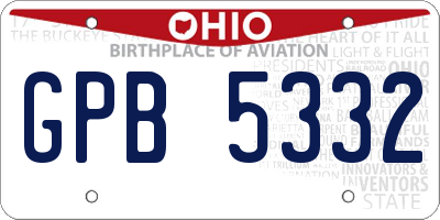 OH license plate GPB5332