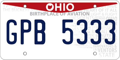 OH license plate GPB5333
