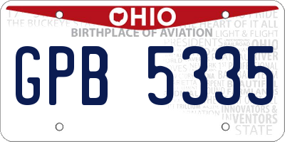 OH license plate GPB5335
