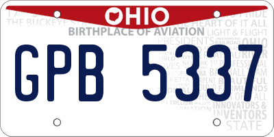 OH license plate GPB5337