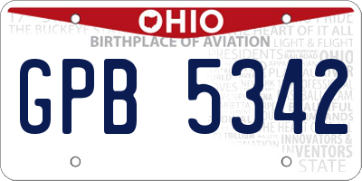OH license plate GPB5342