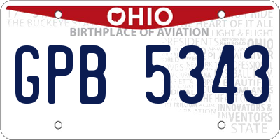OH license plate GPB5343