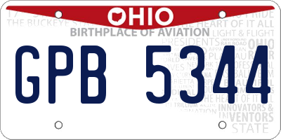 OH license plate GPB5344