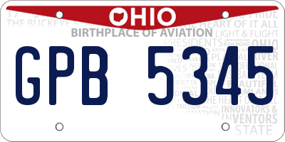 OH license plate GPB5345
