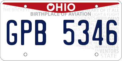 OH license plate GPB5346