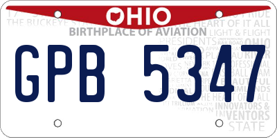 OH license plate GPB5347