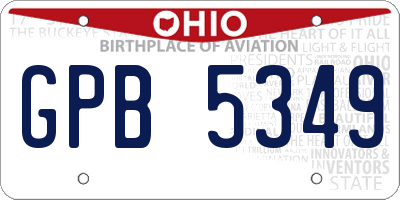 OH license plate GPB5349