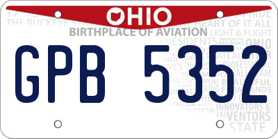 OH license plate GPB5352