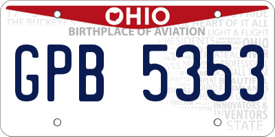 OH license plate GPB5353