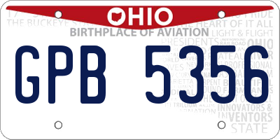 OH license plate GPB5356