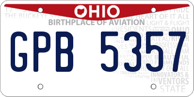 OH license plate GPB5357