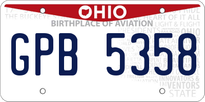 OH license plate GPB5358