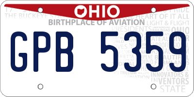 OH license plate GPB5359