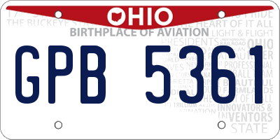 OH license plate GPB5361