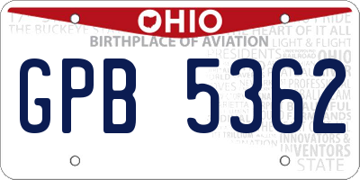 OH license plate GPB5362