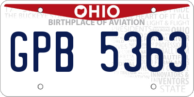 OH license plate GPB5363