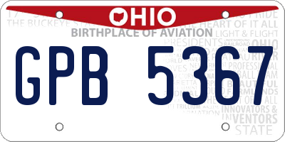 OH license plate GPB5367