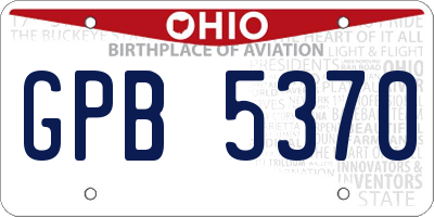 OH license plate GPB5370