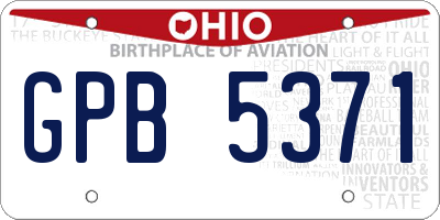 OH license plate GPB5371