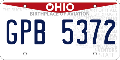 OH license plate GPB5372