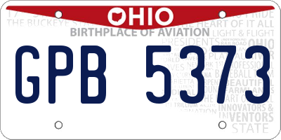 OH license plate GPB5373