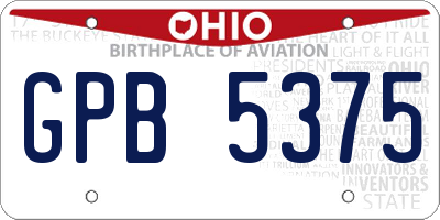 OH license plate GPB5375