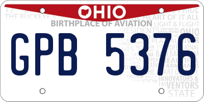 OH license plate GPB5376